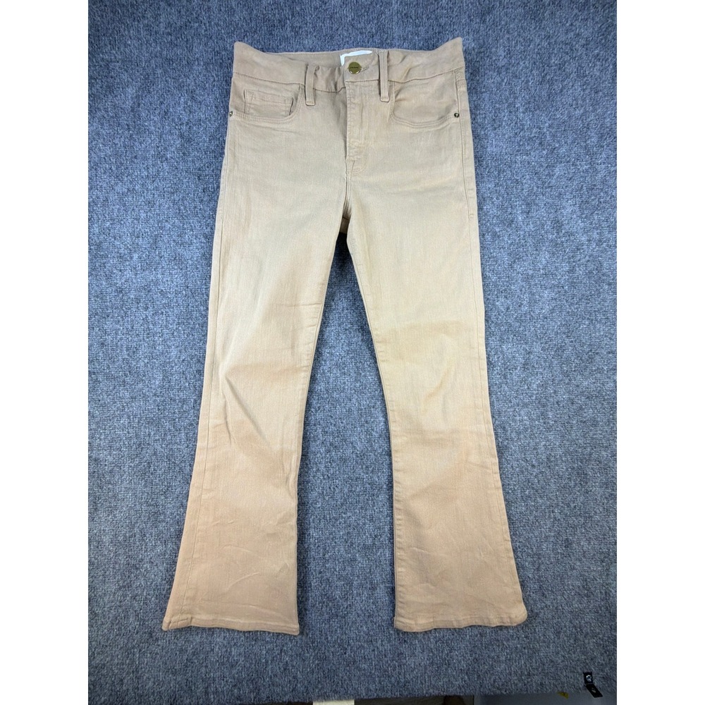 FRAME Le Crop Mini Boot Jeans Toasted Almond Tan Mid Rise Cropped Bootcut 27